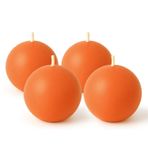 Biedermann & Sons Yuvarlak Şekilli 2-3/8 İnç Çaplı Top Mumlar, 4'lü Set, Kavun Turuncu