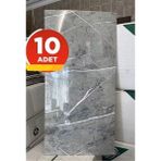 BienHome 10 Adet 30X60 cm Gri Mermer Desenli Kendinden Yapışkanlı Seramik Köpük Banyo Wc Kaplama Pvc Duvar Paneli - 30 x 60 cm