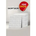 BienHome 50x50Cm Kendinden Yapışkanlı Duvar Kağıdı Esnek Köpük Paneli 3d Boyutlu Tuğla Desen Beyaz 0,25 M²