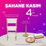 Bienwood Bie 7079 Ahşap 3' lü Plastik Saklama Rafı- Ahşap Havluluk + Tereyağlık + Mini Fanus