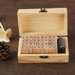 Bifeng Shop B Tarzı Vintage Ahşap Kauçuk Alfabe Harf Numarası Damga Seti Mürekkep Pedli Çok Amaçlı Diy Günlüğü Kartları Ahşap Kutulu Pullar (Yurt Dışından) - Renkli - Rozet rafları ve aksesuarları - 1