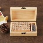 Bifeng Shop Bir Stil Vintage Ahşap Kauçuk Alfabe Harf Numarası Damga Seti Mürekkep Pedli Çok Amaçlı Diy Günlüğü Kartları Ahşap Kutulu Pullar (Yurt Dışından) - Renkli - Rozet rafları ve aksesuarları - 1