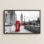 Big Ben ve Kırmızı Telefon Kulübesi UV Baskı Tablo