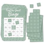 Big Dot of Happiness Adaçayı Yeşili Zarif Basit - Misafir Bingo Kartlarını ve İşaretleyicilerini Bulun - Düğün ve Gelin Partisi Bingo Oyunu - 18'li Set