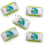 Big Dot of Happiness Kükreme Dinozor - Mini Şeker Bar Sarıcı Çıkartmalar - Dino Mite T-Rex Bebek Partisi veya Doğum Günü Partisi Küçük Hediyeler - 40 Adet