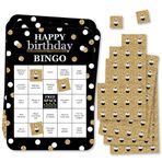 Big Dot of Happiness Yetişkin Mutlu Yıllar - Altın - Misafir Bingo Kartları ve İşaretleyicileri Bulun - Doğum Günü Partisi Bingo Oyunu - 18'li Set