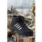 Big King Siyah Beyaz Çizgili Kauçuk Unisex Trekking Bot