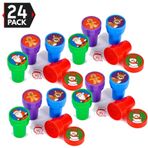 Big Mo's Toys 24 Noel Çeşitli Parlak Renkli Plastik Damgalar - Kendinden Mürekkepli Noel Damgalaları - Eğlenceli Hediye, Parti Hediyeleri, Parti Oyuncakları, İyi Çanta Hediyeleri