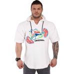 Big Sam Kapşonlu Havlu Antrenman Tişörtü Beyaz Big Sam 3266 - XL