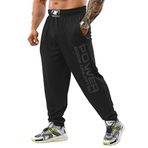 BIG SAM SPORTSWEAR COMPANY Cepli Erkek Bol Eşofman Altı, Oldschool Bol Kesim Spor Salonu Pantolonu, Basic-siyah, M