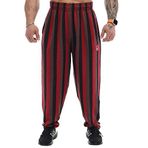 BIG SAM SPORTSWEAR COMPANY Cepli Erkek Bol Eşofman Altı, Oldschool Bol Kesim Spor Salonu Pantolonu, Kırmızı-siyah, 3XL