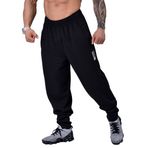 BIG SAM SPORTSWEAR COMPANY Erkek Bol Eşofman Altı, Fermuarlı Cepler, Pamuk Cepli Dış Mekan Eşofman Altı, Siyah, L
