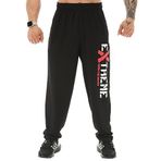 BIG SAM SPORTSWEAR COMPANY Erkek Cepli Bol Eşofman Altı, Oldschool Bol Kesim Spor Salonu Pantolonu, Aşırı siyah, 3XL
