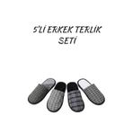 BİG STEPS Erkek 5’li Kışlık Ev Terliği Seti - Kaymaz Taban, Sıcak ve Konforlu, Çeyiz Terliği, Erkek Ev Terliği