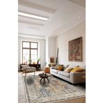 BigArts Home Vintage Halı Modern Motifli Bej ve Mavi Kilim Desenli Dijital Şönil Halı