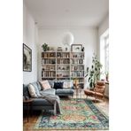 BigArts Home Yeşil Soft Pastel Vintage Desenli Salon Halısı, Dokuma Taban Dekoratif Şönil Halı