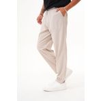 BigBrossBoutique Bej Erkek Pamuk Keten Karışımlı Rahat Kalıp Pantolon