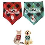 BigCheer Köpek kıyafetleri ve aksesuarları, Noel atkısı, köpek, Noel, köpek bandana, bandana, üçgen şal, evcil hayvan üçgen önlük, köpek ve kedi için ayarlanabilir atkı 【2'li paket】 (yeşil ve kırmızı)