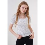 Bigdart 0409 Beyaz Kare Yaka Örme Kadın Bluz