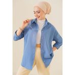 Bigdart 103901 Koyu Pembe Oversize Basic Tesettür Kadın Gömlek