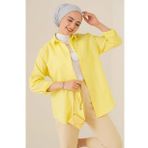 Bigdart 103901 Oversize Basic Sarı Kadın Tesettür Gömlek