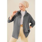 Bigdart 103901 Oversize Basic Tesettür Gömlek - Gri