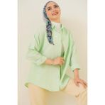 Bigdart 103901 Oversize Basic Yeşil Kadın Tesettür Gömlek