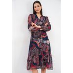 Bigdart 2137 Desenli Şifon Elbise - Çok Renkli
