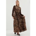 Bigdart 2144 C.Kahverengi Hakim Yaka Tesettür Elbise