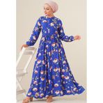 Bigdart 2144 C.Saks Hakim Yaka Tesettür Kadın Elbise