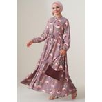 Bigdart 2144 Gül Kurusu Hakim Yaka Tesettür Kadın Elbise