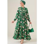 Bigdart 2144 Hakim Yaka C.Yeşil Tesettür Elbise