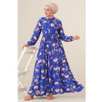 Bigdart 2144 Saks Hakim Yaka Tesettür Kadın Elbise