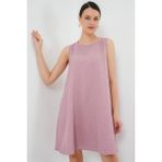 Bigdart 2444 Mini Keten Elbise - Pembe - 38