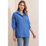 Bigdart 3900 B.Mavi Oversize Uzun Basic Kadın Gömlek