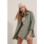 Bigdart 3900 Haki Oversize Uzun Basic Kadın Gömlek