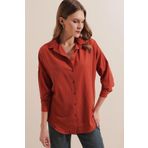 Bigdart 3900 Oversize Uzun Basic Kiremit Kadın Gömlek