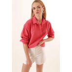 Bigdart 3900 Oversize Uzun Basic Nar Kadın Gömlek