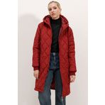 Bigdart 5138 Bordo Kapitone Uzun Kadın Mont
