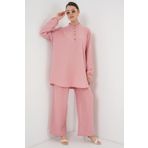 Bigdart 6678 Keten Tunik Pantolon İkili Takım - Pembe