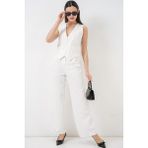 Bigdart 6709 Kadın Yelek Pantolon Ikili Takım - B.beyaz - 44