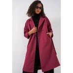 Bigdart 9104 Kruvaze Yaka Kadın Trençkot - Bordo %100 Polyester Astarli Şık Tasarım - 38