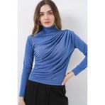 Bigdart 925 Büzgü Detaylı Sandy Bluz - Indigo - RAVEL - 36