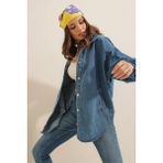 Bigdart Denim Balon Kollu Kot Ceket - Mavi Kadın %100 Pamuk Özellikli Şık Tasarım - 40