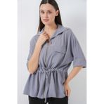 Bigdart Fermuarlı Kadın Gömlek 0721 - Gri - 36