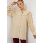 Bigdart Kadın Bebe Yaka Uzun Tunik 5967 - Krem