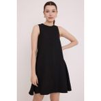 Bigdart Kadın Bej Mini Keten Elbise 2491 - Siyah - 40