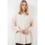 Bigdart Kadın Dokulu Oversize Tunik 5989 - Krem