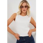 Bigdart Kadın Kolsuz Basic Bluz 935 - Beyaz