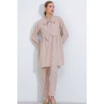 Bigdart Kadın Krem Örme Pantolon Tunik Alt Üst Takım 6654 - 42